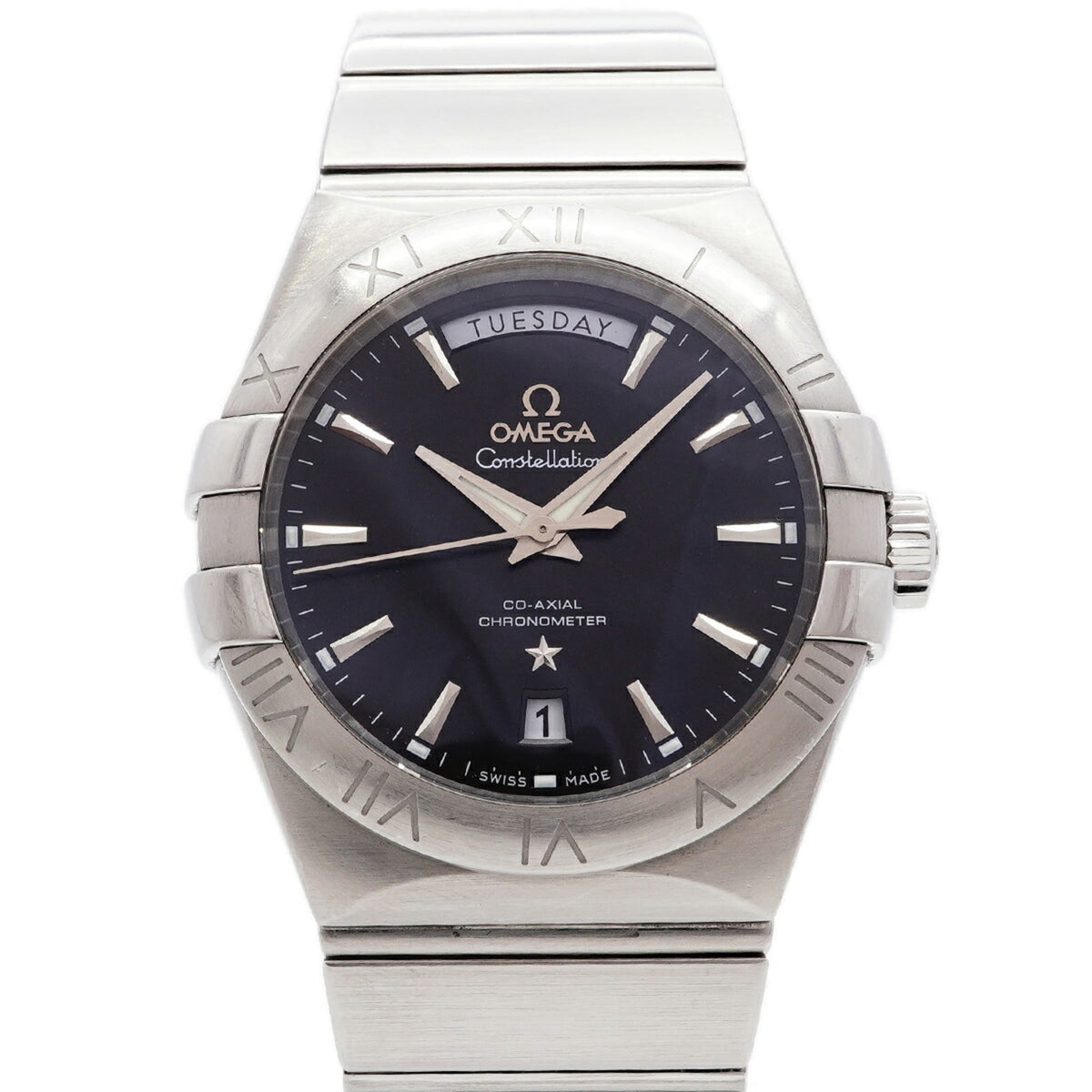 Pre-Owned Omega Constellation Co-Axial Day-Date 123.10.38.22.01.001 Black Dial Men's Watch