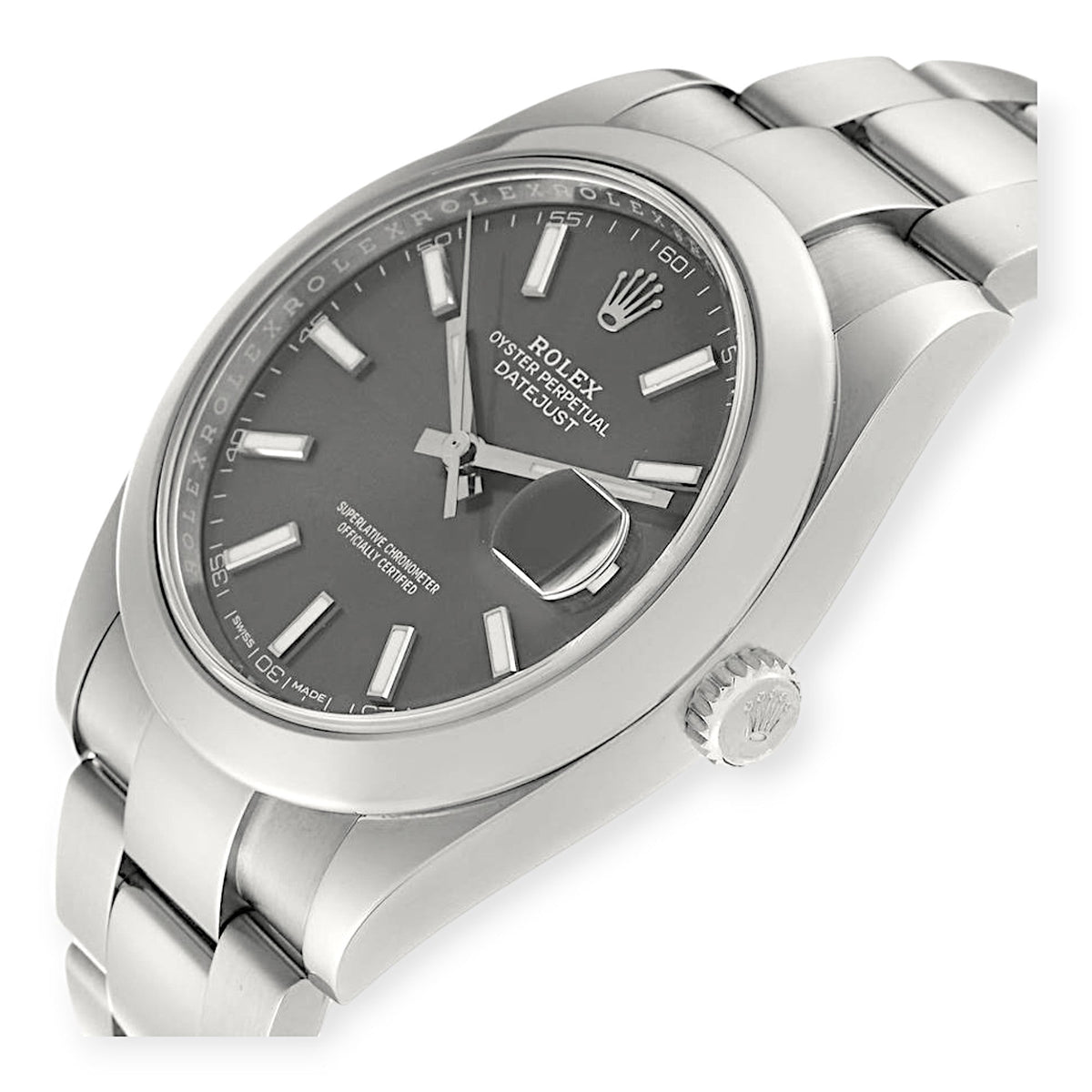 Pre-Owned Rolex Datejust 41 Slate Dial 126300 Smooth Bezel Steel Mens Watch