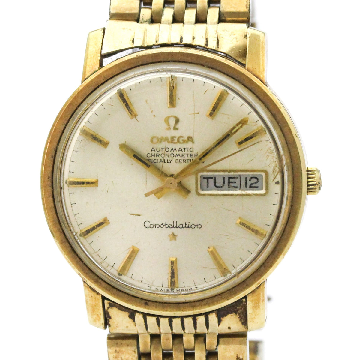 Pre-Owned OMEGA Constellation Day Date Cal 751 Gold Plated Automatic Mens Watch 168.016 Vintage