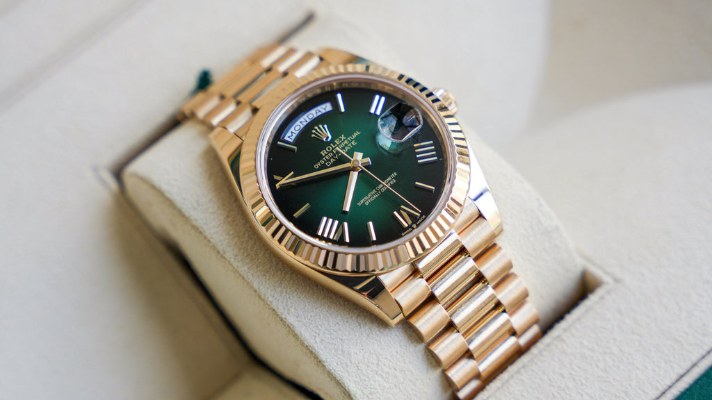 Pre-Owned Rolex Day-Date 40 Green Ombre Dial â€“ 228238