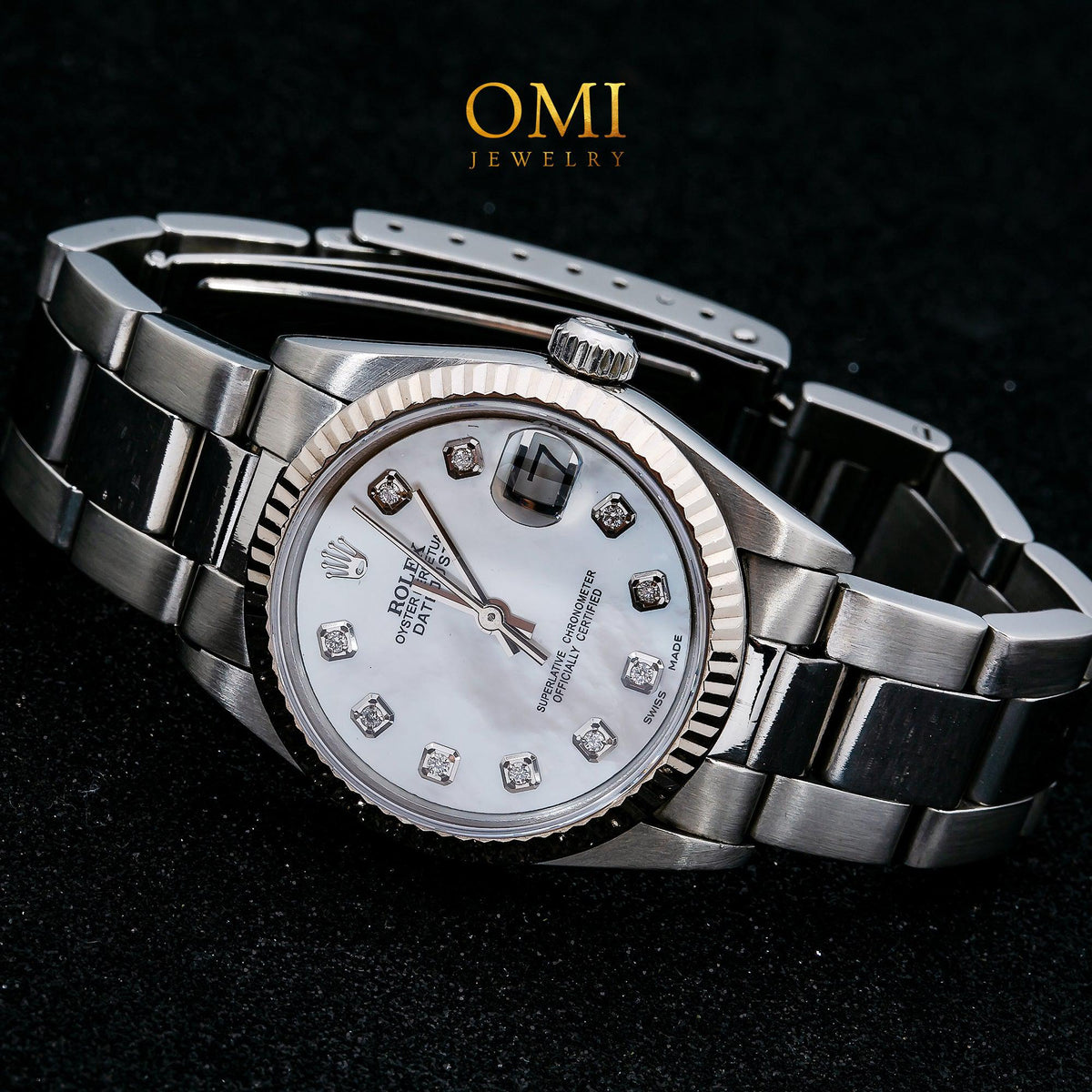 Pre-Owned Rolex Datejust 31MM 68241 Silver Diamond Dial Fluted Bezel Stainless Steel Oyster Bracelet