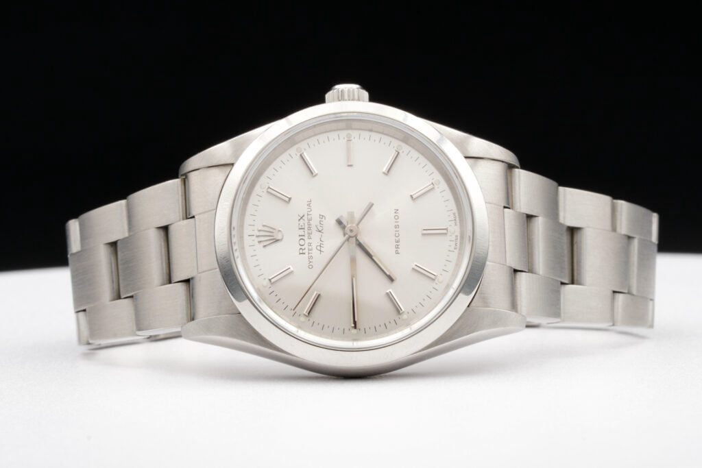 Pre-Owned Mens Rolex Stainless Steel Air-King Watch Silver Dial 14000
