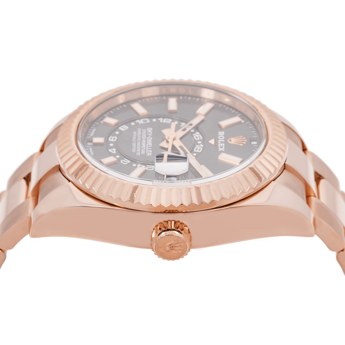 Pre-Owned Rolex Sky-Dweller 42MM 336935 Gray Dial Fluted Bezel 18K Rose Gold Oyster Bracelet