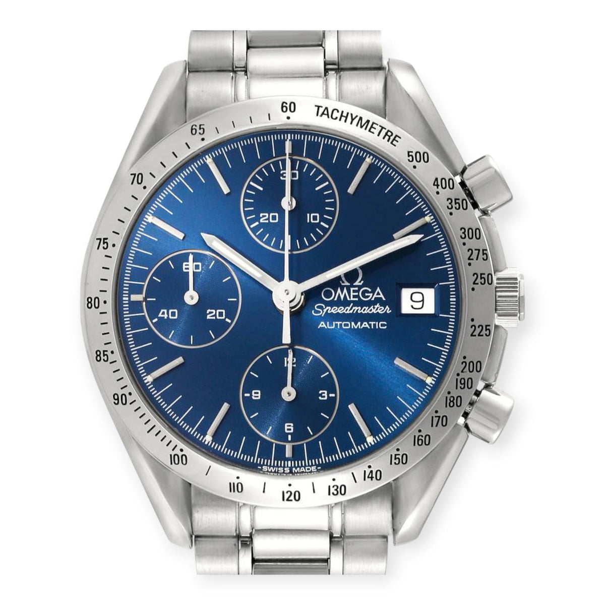 Pre-Owned Omega Speedmaster 3511.80.00 Date Blue Dial Chronograph Mens Watch