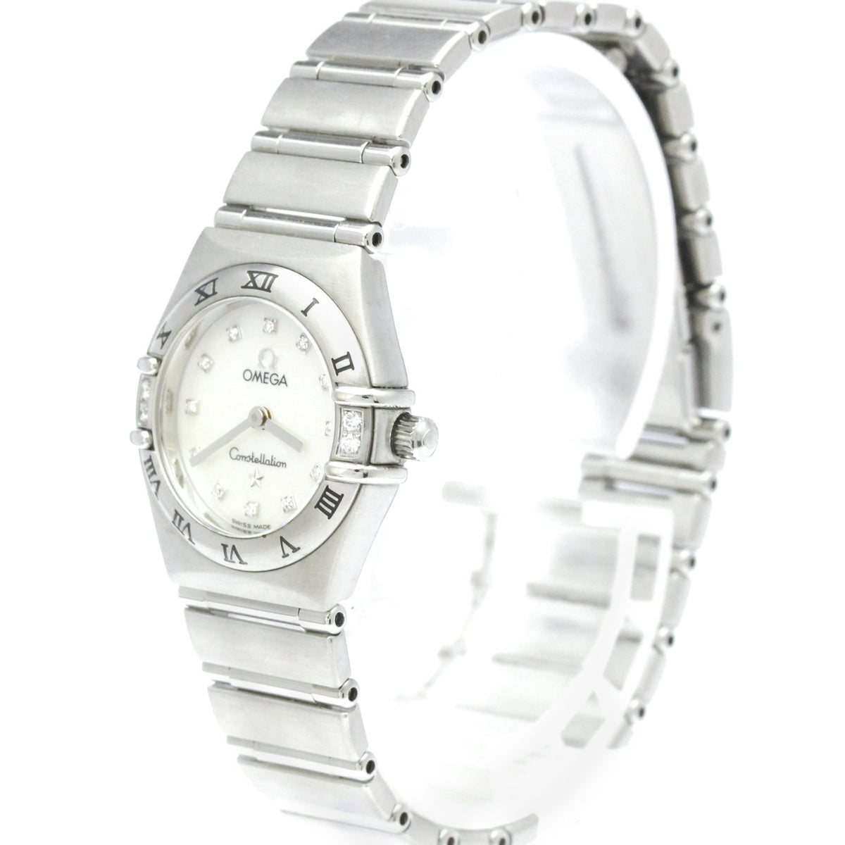 Pre-Owned OMEGA Constellation Diamond MOP Dial Steel Quartz Ladies Watch 1566.76 Polished