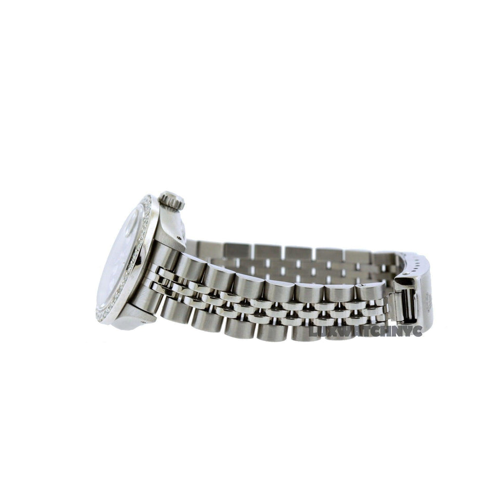 Pre-Owned Rolex Datejust 26MM 6916 Pink Mother of Pearl Diamond Dial Diamond Bezel Stainless Steel Jubilee Bracelet 1.2ct
