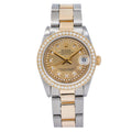 Pre-Owned Rolex Datejust 31MM 68273 Champagne Diamond Dial Diamond Bezel Two Tone Yellow Gold Oyster Bracelet