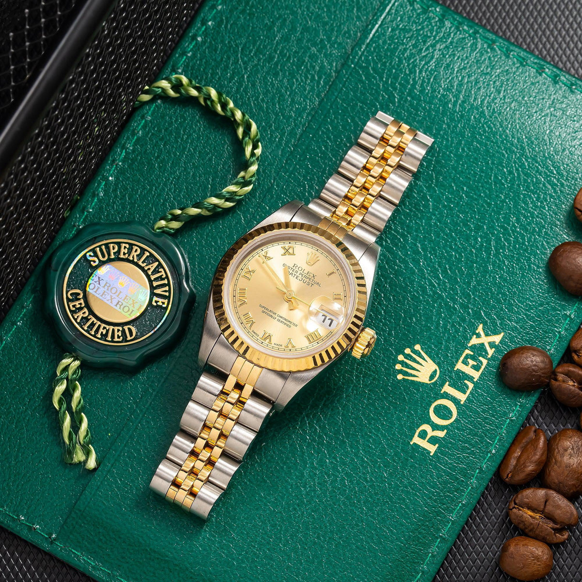 Pre-Owned Rolex Datejust 26MM 6917 Champagne Roman Dial Fluted Bezel Two Tone Yellow Gold Jubilee Bracelet