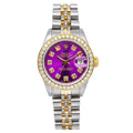 Pre-Owned Rolex Datejust 26MM 69173 Purple Diamond Dial Diamond Bezel Two Tone Yellow Gold Semi Diamond Jubilee Bracelet