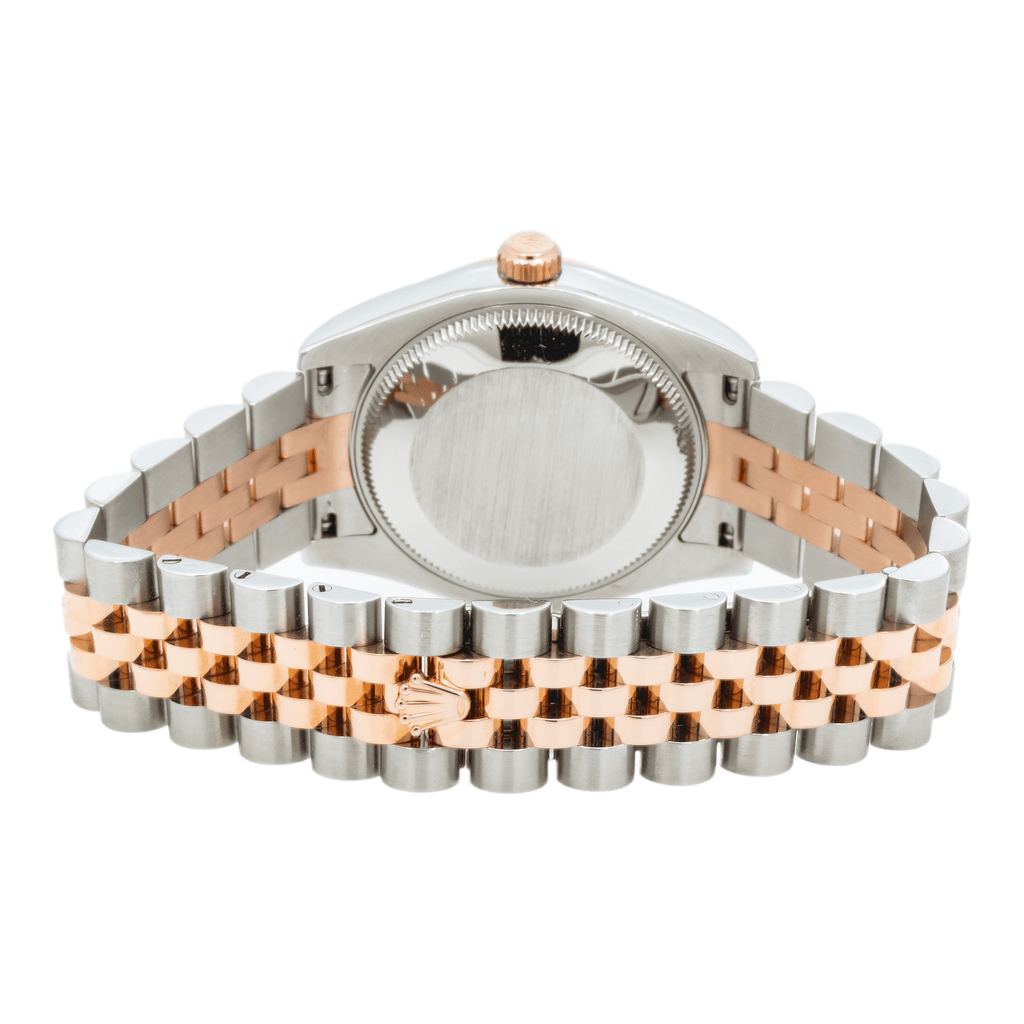 Pre-Owned Rolex Datejust 31MM 178271 Chocolate Roman Diamond Dial Fluted Bezel Two Tone Rose Gold Jubilee Bracelet