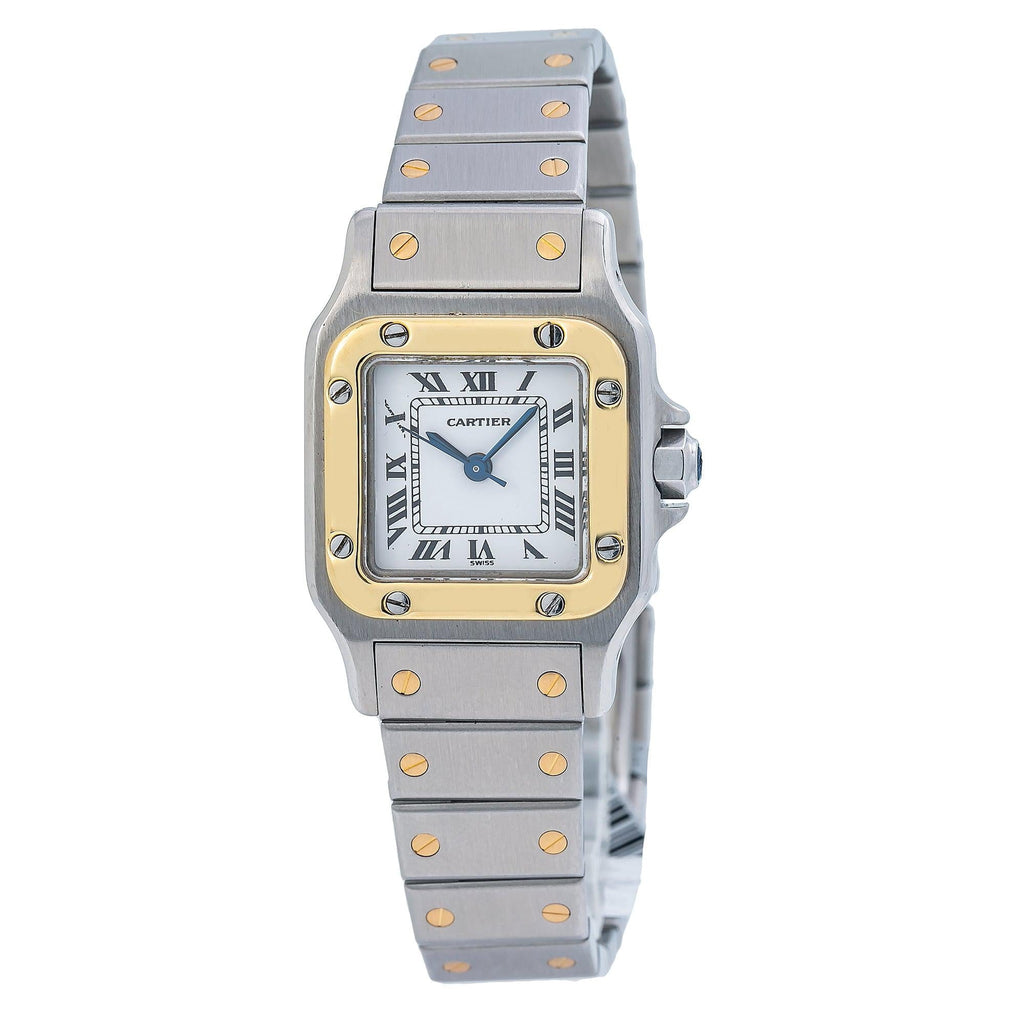 Pre-Owned Cartier Santos Galbee W20057C4 24MM White Dial With Two Tone Bracelet