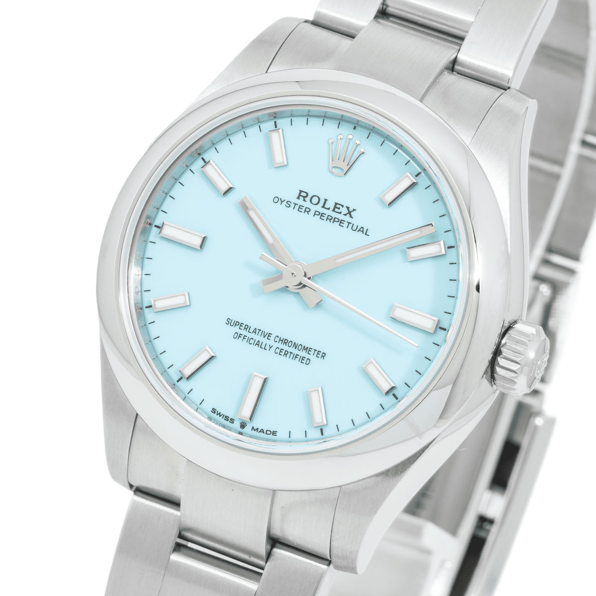 Pre-Owned Rolex Oyster Perpetual 31MM 277200 Ice Blue Dial Smooth Bezel Stainless Steel Oyster Bracelet