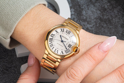 Pre-Owned Cartier Ballon Bleu WGBB0046 Yellow Gold 36MM Silver Dial