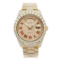Pre-Owned Rolex Day-Date II 41MM 218238 Diamond Paved Red Roman Dial Diamond Bezel 18K Yellow Gold Full Diamond President Bracelet 21.75ct