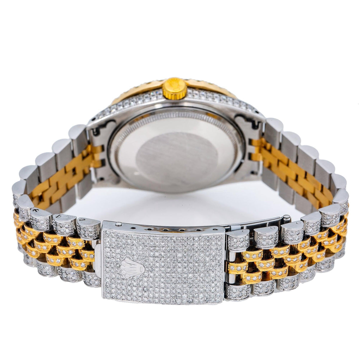 Pre-Owned Rolex Datejust 36MM 1601 Blue Eastern Arabic Diamond Dial Diamond Bezel Two Tone Yellow Gold Full Diamond Jubilee Bracelet 8.75ct
