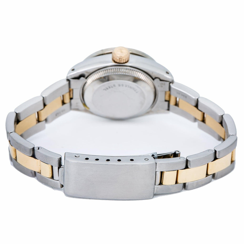 Pre-Owned Rolex Datejust 26MM 69173 Purple Diamond Dial Diamond Bezel Two Tone Yellow Gold Oyster Bracelet 0.9ct