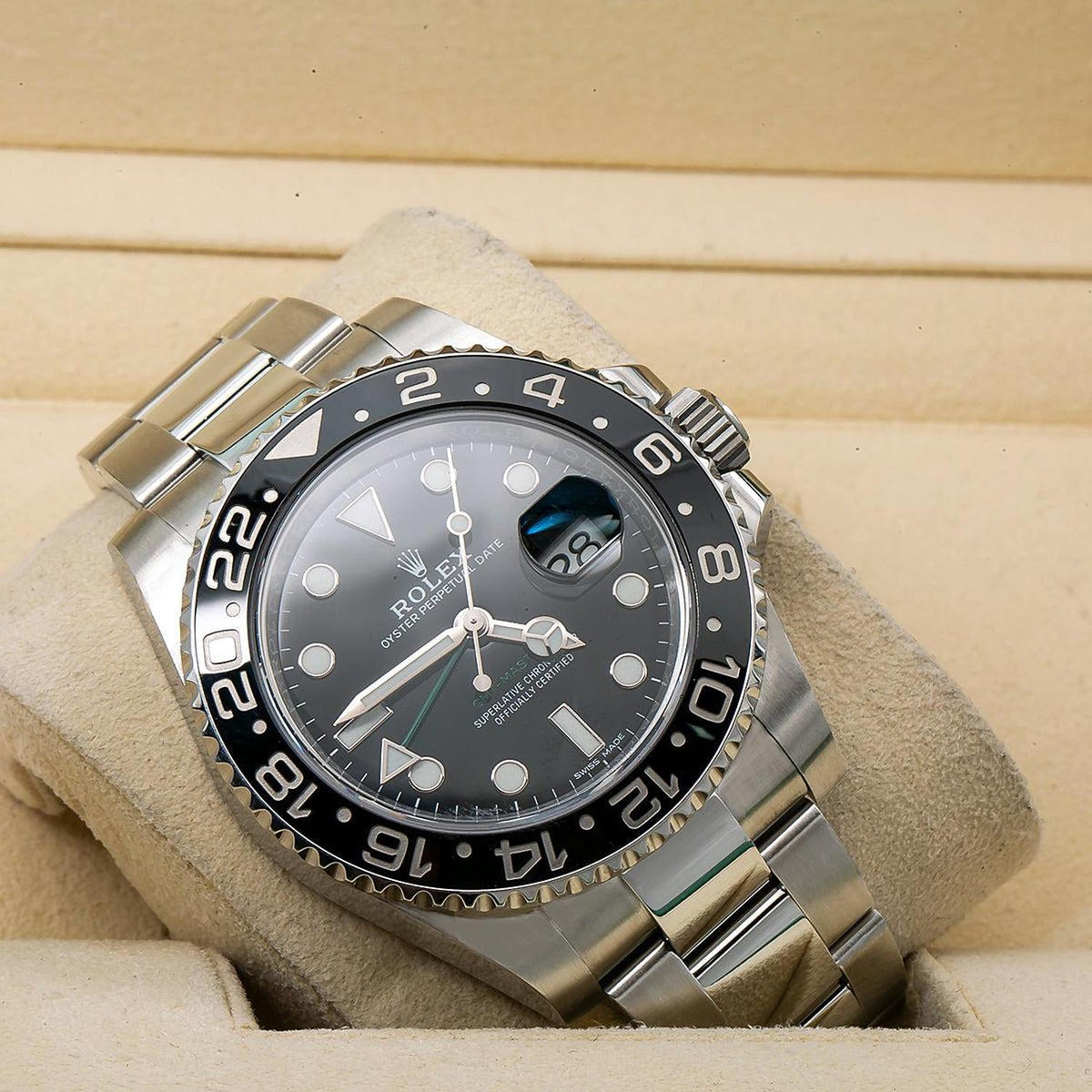 Pre-Owned Rolex GMT-Master II 40MM 116710LN Black Dial Black Ceramic Bezel Stainless Steel Oyster Bracelet