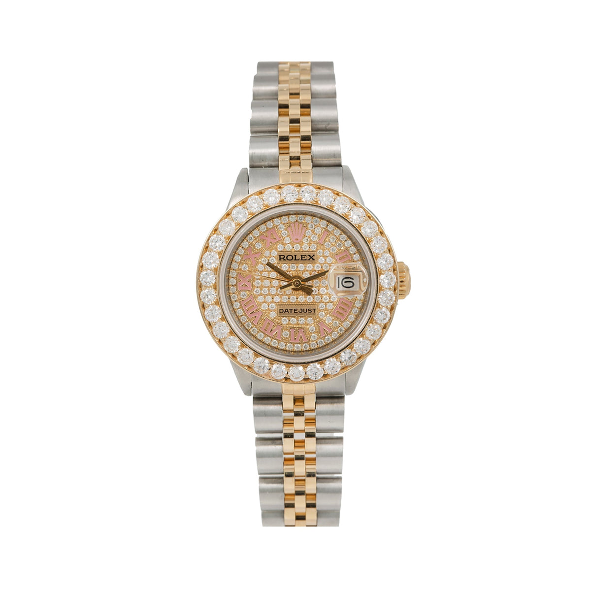 Pre-Owned Rolex Datejust 6917 26 mm Champagne Diamond Dial 3.45 CT Aftermarket Diamonds Women’s Watch