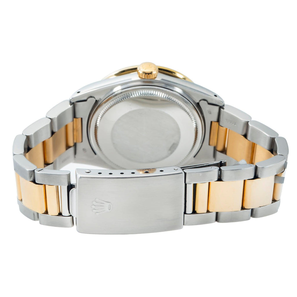 Pre-Owned Rolex Datejust 36MM 16013 Mother of Pearl Diamond Dial Rainbow Gemstone Bezel Two Tone Yellow Gold Oyster Bracelet