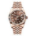 Pre-Owned Rolex Everose Gold Sky-Dweller 336935 Chocolate Index Dial On a Jubilee Bracelet