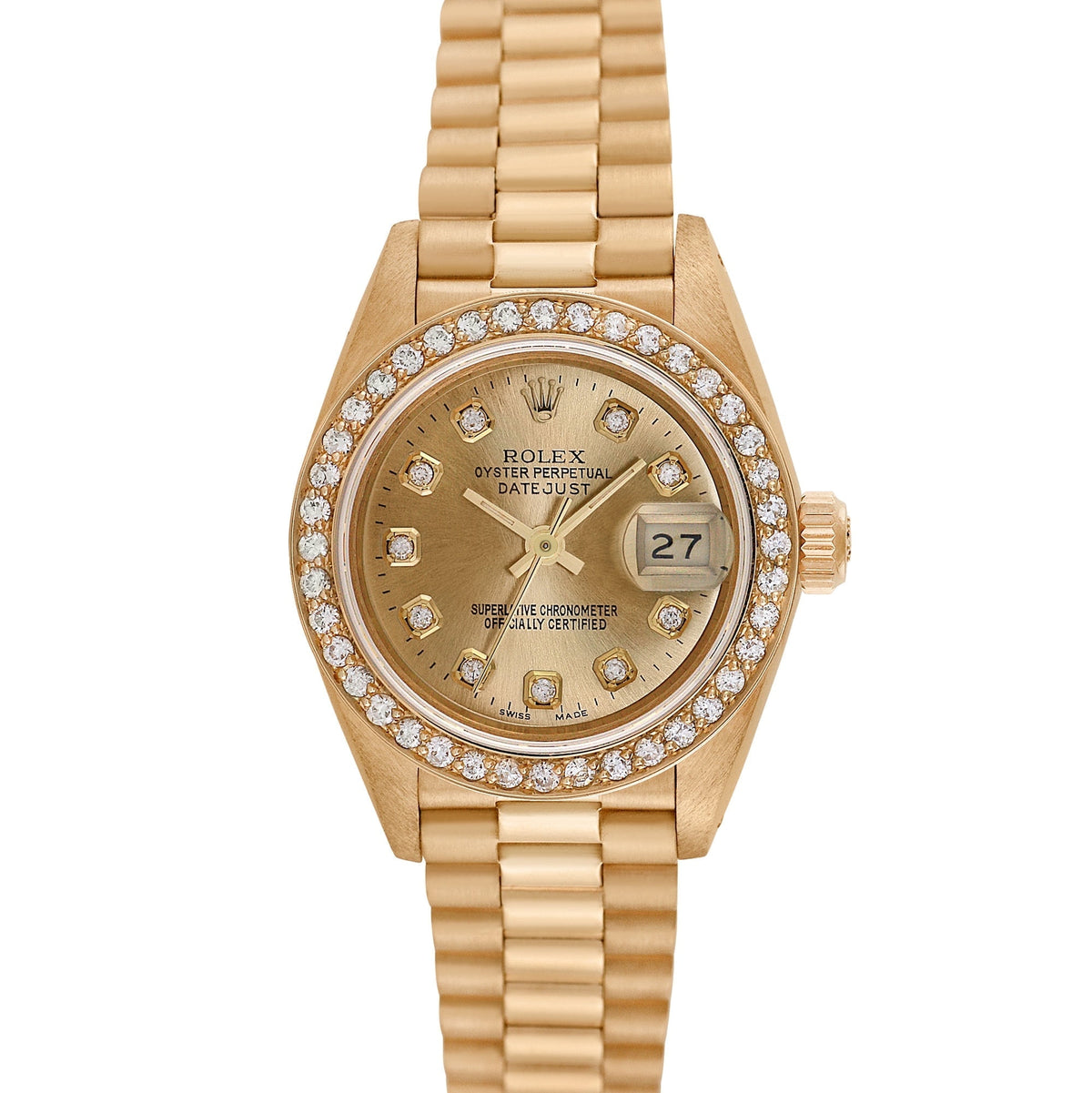 Pre-Owned Rolex Ladies President 26mm 18K Yellow Gold President Wristwatch