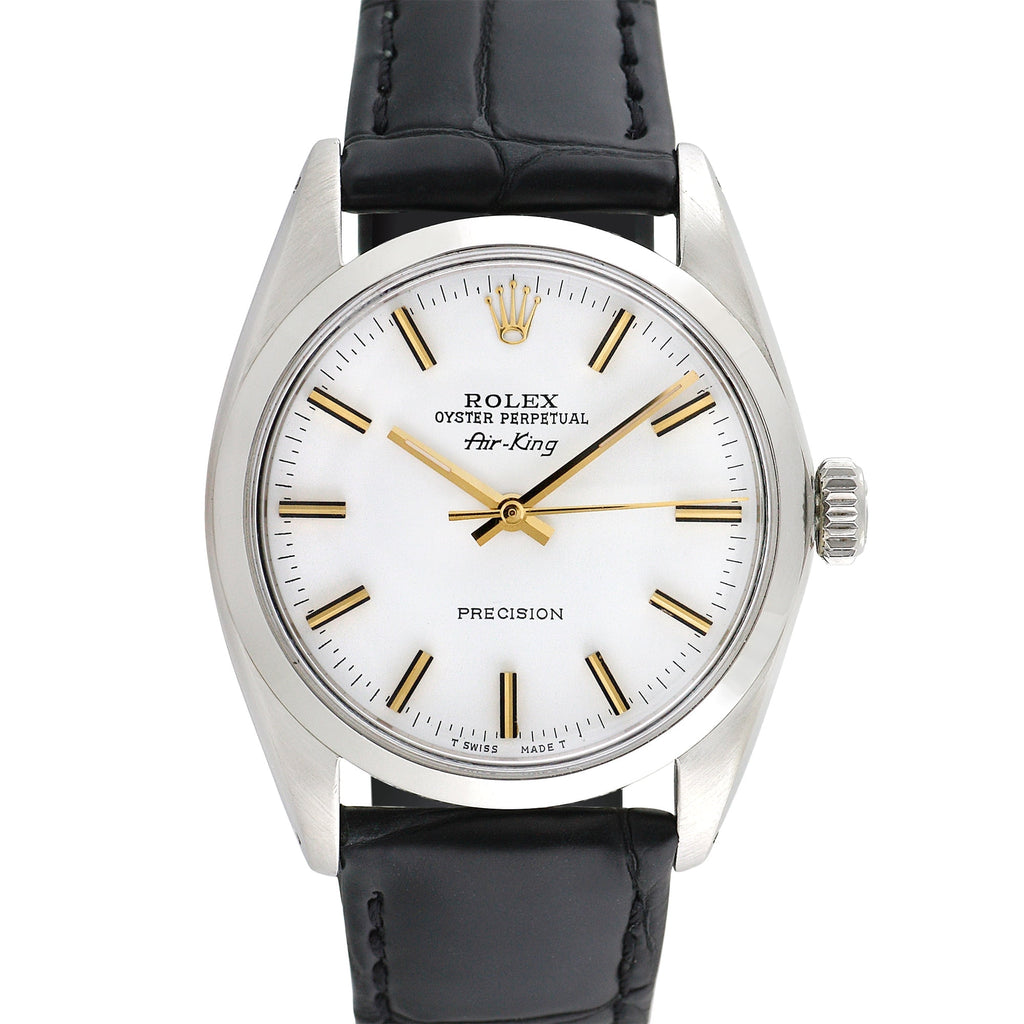 Pre-Owned Rolex Men's Airking 34mm Generic black leather Wristwatch