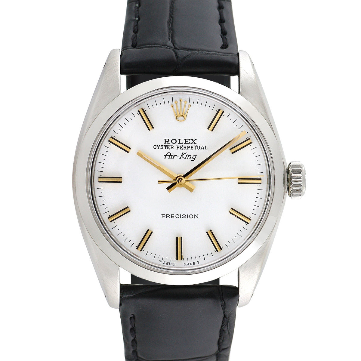 Pre-Owned Rolex Men's Airking 34mm Generic black leather Wristwatch