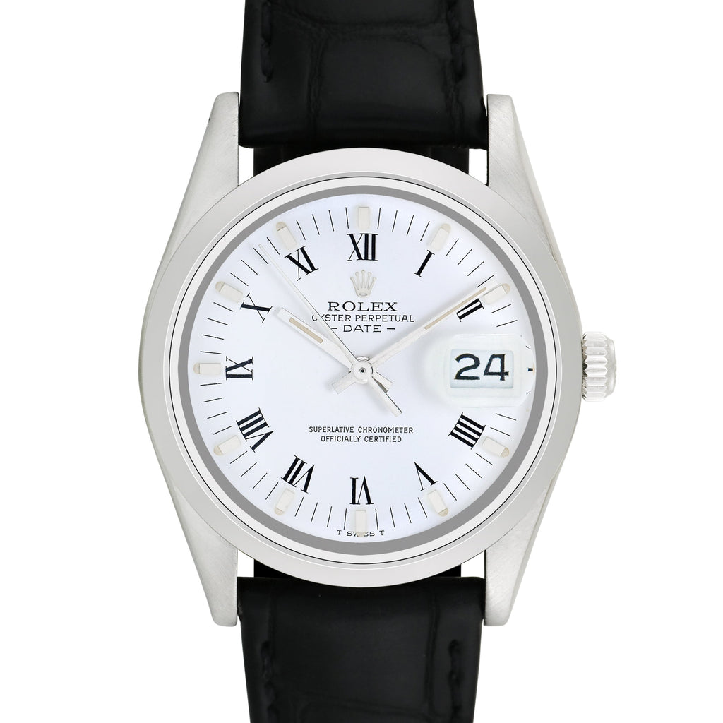 Pre-Owned Rolex Men's Date 34mm Generic black leather Wristwatch
