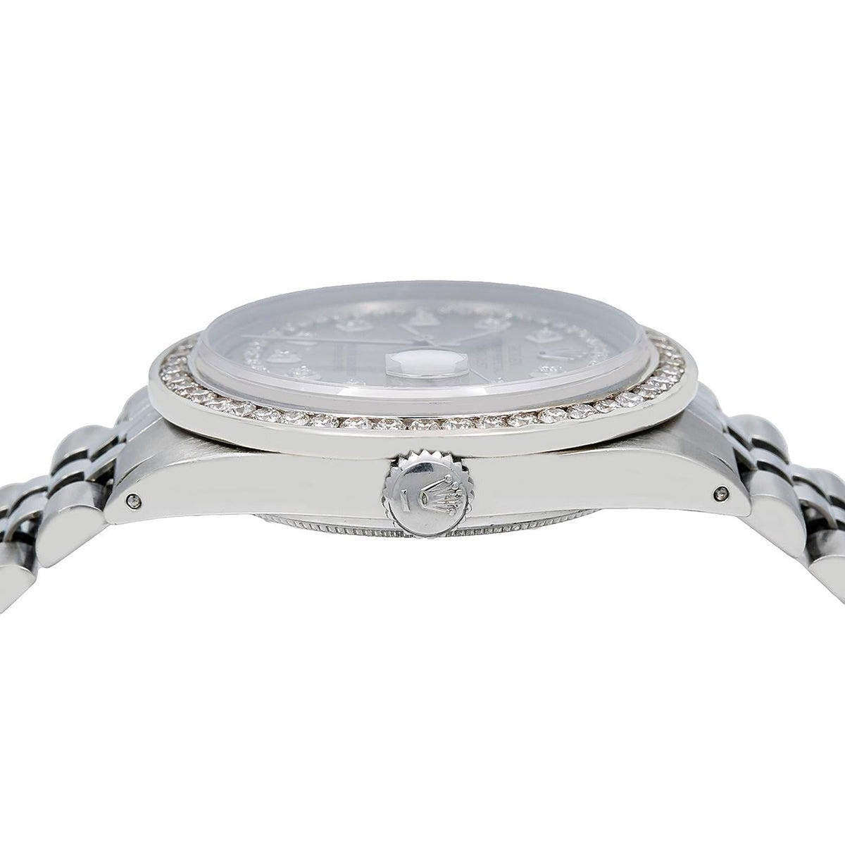 Pre-Owned Rolex Datejust 36MM 1601 Gray Diamond Dial Diamond Bezel Stainless Steel Jubilee Bracelet