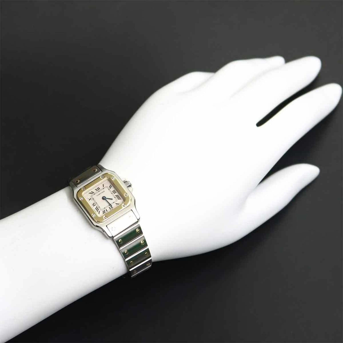Pre-Owned Cartier Santos Galbee SM W20012C4 Two-Tone Ladies' Watch, Ivory & 18K Yellow Gold,...