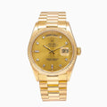 Pre-Owned Rolex Day-Date 18038 Champagne Dial With Yellow Gold President Bracelet 36mm