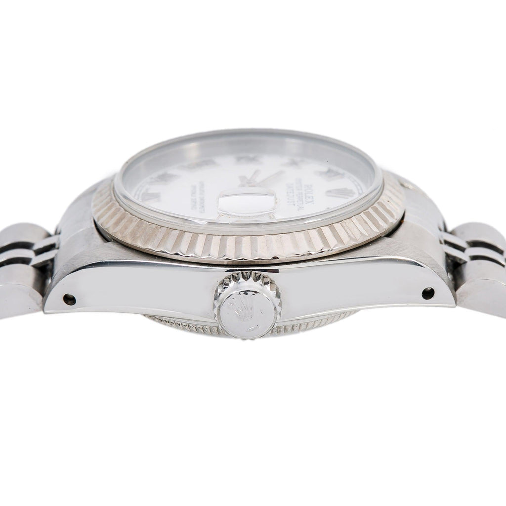 Pre-Owned Rolex Datejust 26MM 69174 White Roman Dial Fluted Bezel Stainless Steel Jubilee Bracelet