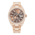 Pre-Owned Rolex Sky-Dweller 42MM 326935 Chocolate Dial Fluted Bezel 18K Rose Gold Oyster Bracelet