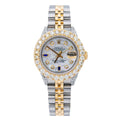 Pre-Owned Rolex Datejust 26MM 6917 White Mother of Pearl Diamond Dial Diamond Bezel Two Tone Yellow Gold Jubilee Bracelet 2.75ct