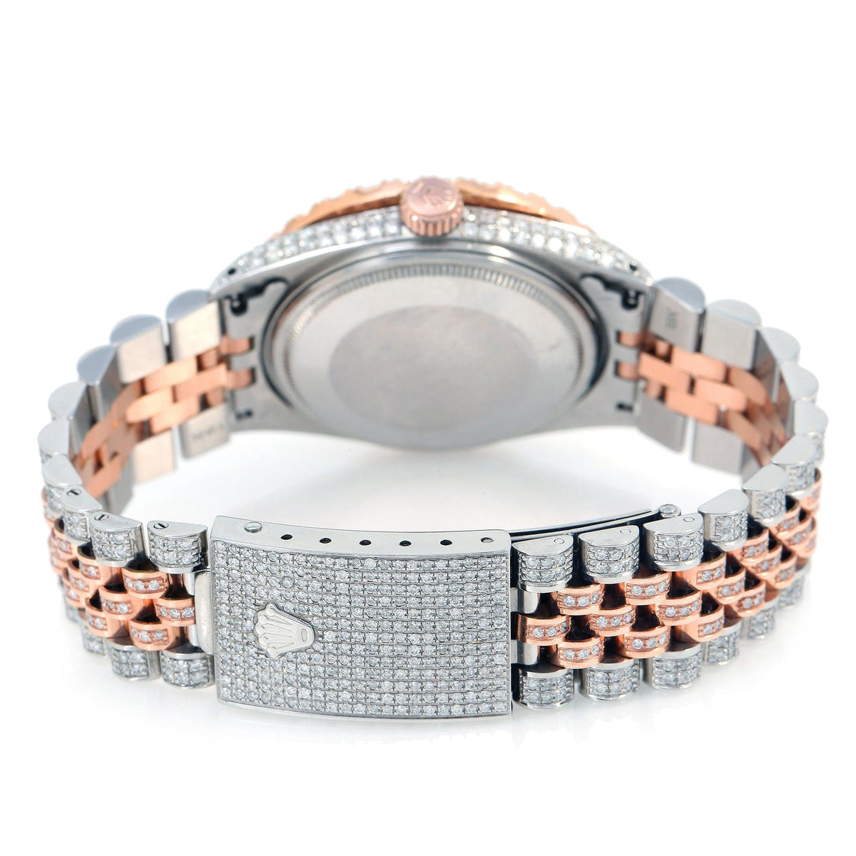 Pre-Owned Rolex Datejust 36MM 1601 Green Eastern Arabic Diamond Dial Diamond Bezel Two Tone Rose Gold Full Diamond Jubilee Bracelet