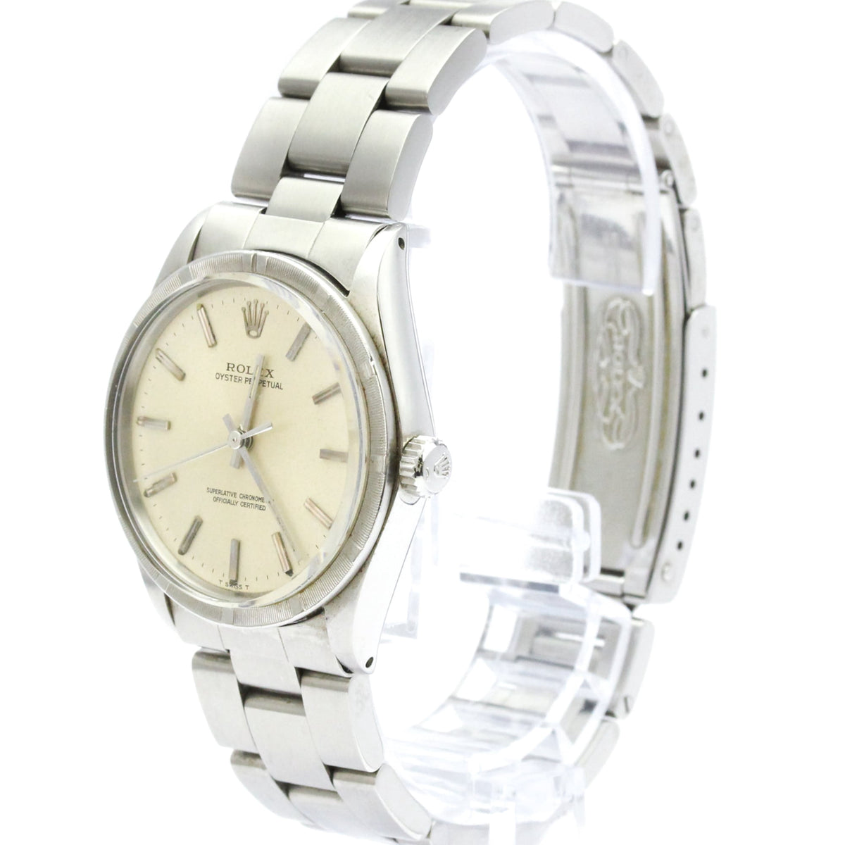 Pre-Owned ROLEX Oyster Perpetual 1007 Steel Automatic Mens Watch Vintage