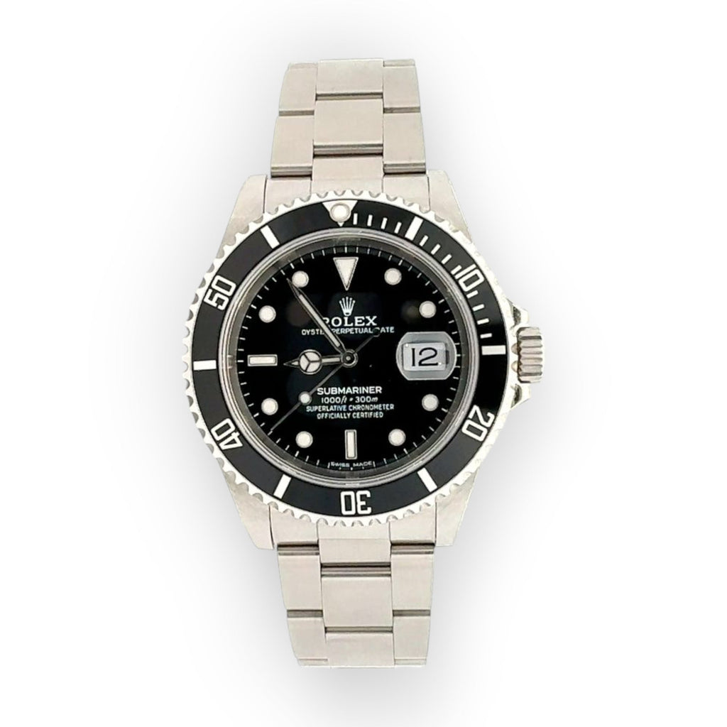 Pre-Owned Rolex Submariner Date 16610 Black Dial With Stainless Steel Bracelet