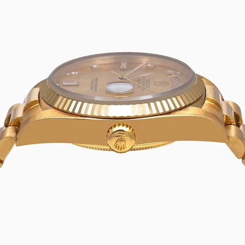 Pre-Owned Rolex Day-Date 18038 Champagne Dial With Yellow Gold President Bracelet 36mm