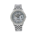 Pre-Owned Rolex Datejust 36MM 16014 White Mother of Pearl Diamond Dial Diamond Bezel Stainless Steel Jubilee Bracelet