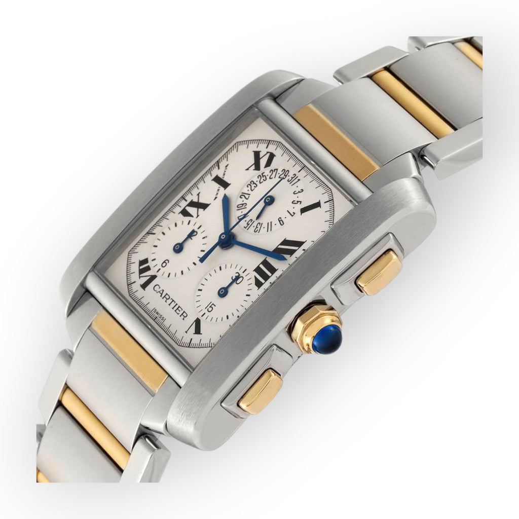 Pre-Owned Cartier Tank Française Chronograph W51004Q4 – 28mm White Dial | Stainless Steel Bracelet