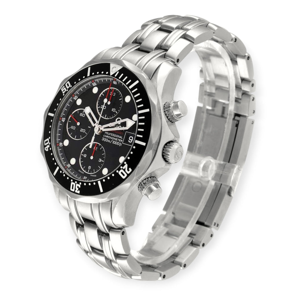 Pre-Owned Omega Seamaster Chronograph 213.30.42.40.01.001 Black Dial Steel Mens Watch