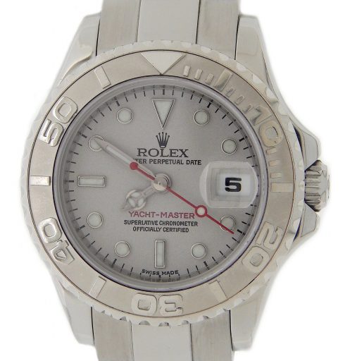 Pre-Owned Ladies 29mm Rolex Stainless Steel Platinum Yacht-Master Watch 169622