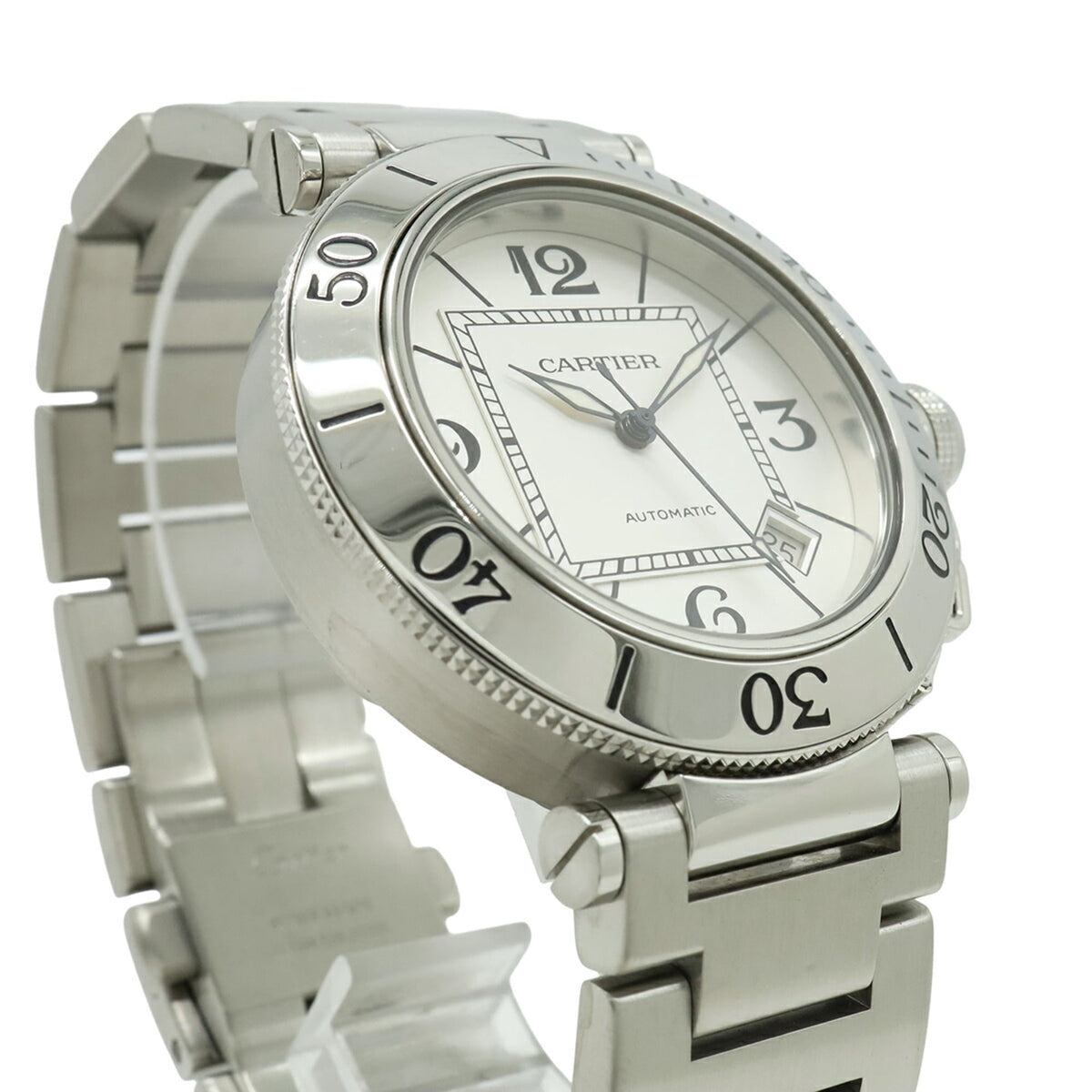 Pre-Owned Cartier Pasha Seatimer, silver dial, automatic transmission, men's watch, W31080M7