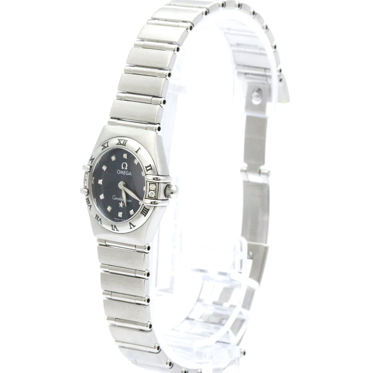 Pre-Owned OMEGA Constellation Diamond Steel Quartz Ladies Watch 1567.89 Polished