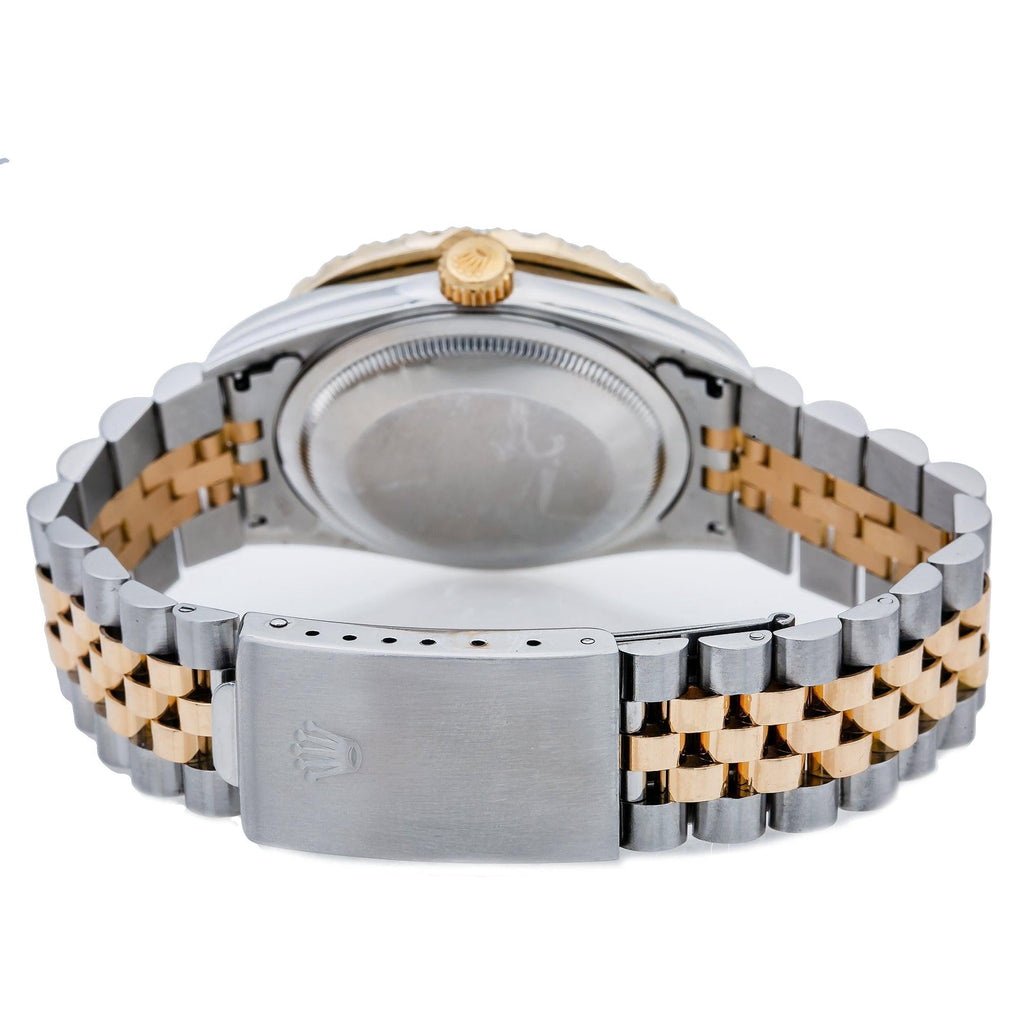 Pre-Owned Rolex Datejust 36MM 16233 Blue Diamond Dial Diamond Bezel Two Tone Yellow Gold Jubilee Bracelet