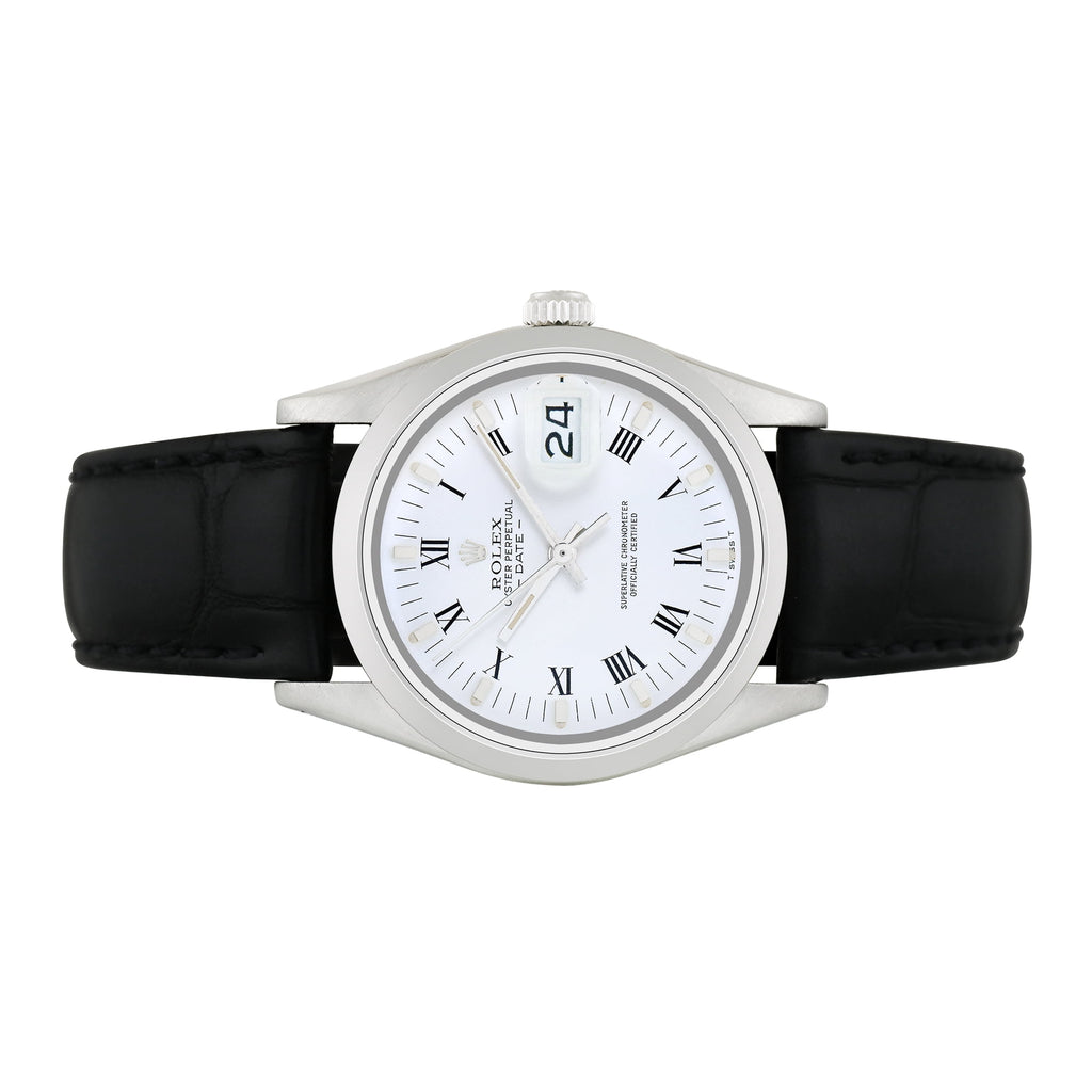 Pre-Owned Rolex Men's Date 34mm Generic black leather Wristwatch