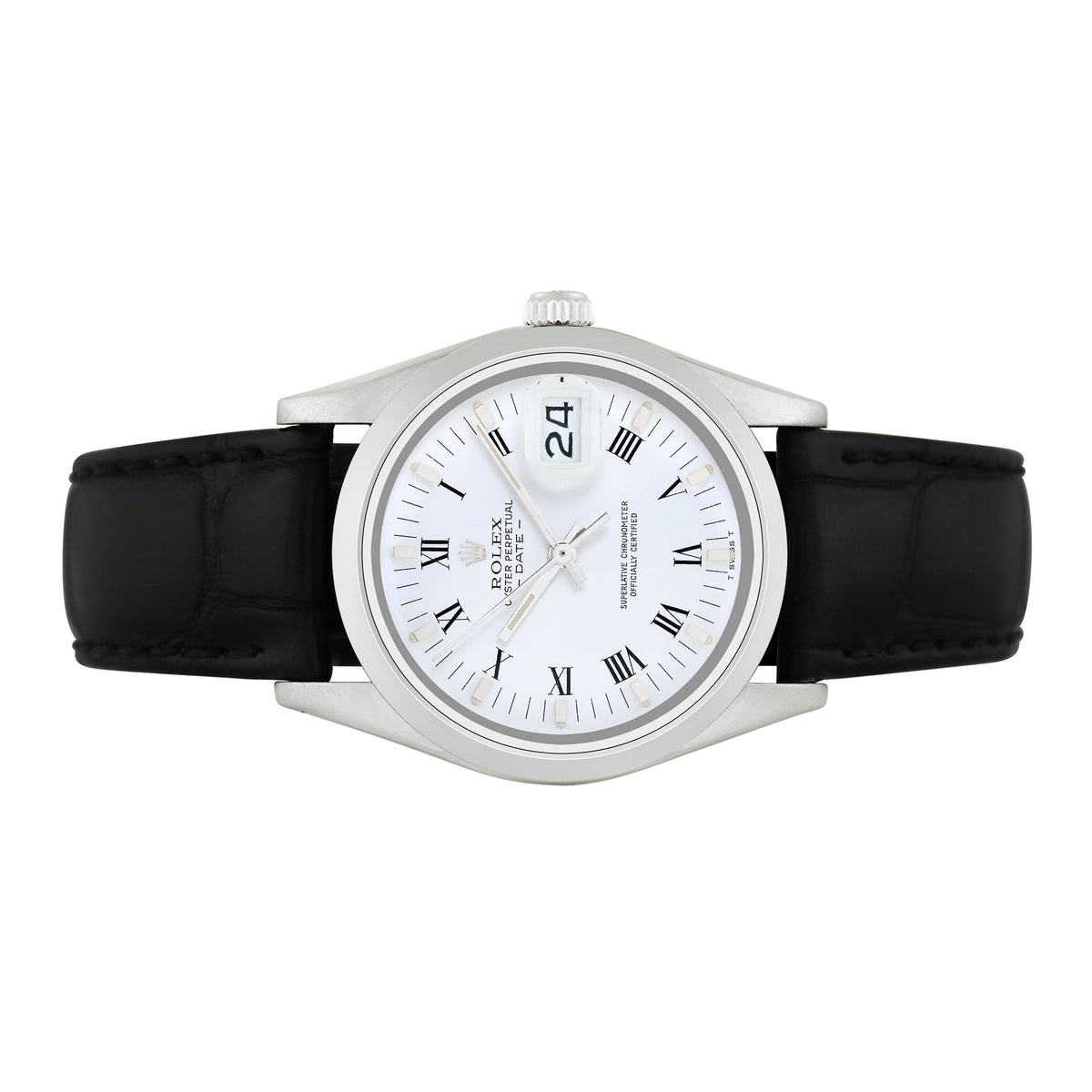 Pre-Owned Rolex Men's Date 34mm Generic black leather Wristwatch
