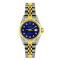 Pre-Owned Rolex Datejust 26MM 69173 Blue Diamond Dial Fluted Bezel Two Tone Yellow Gold Jubilee Bracelet