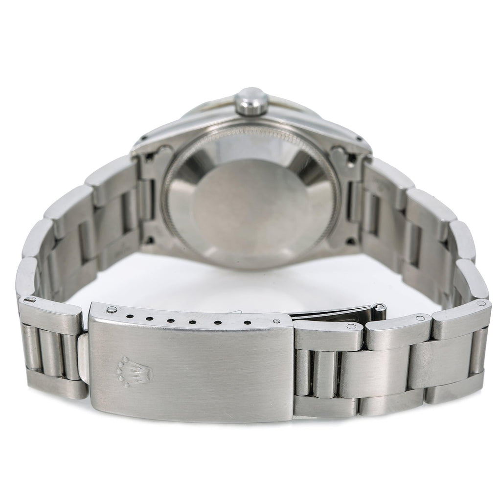 Pre-Owned Rolex Oyster Perpetual 31MM 67480 Blue Mother of Pearl Diamond Dial Diamond Bezel Stainless Steel Oyster Bracelet 1.05ct