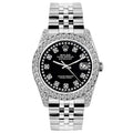 Pre-Owned Rolex Datejust 31MM 68274 Black Diamond Dial Diamond Bezel Stainless Steel Jubilee Bracelet 1.2ct